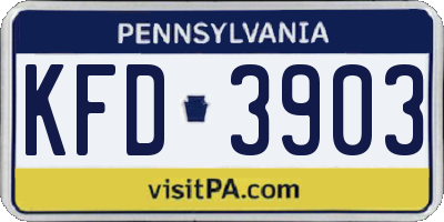 PA license plate KFD3903