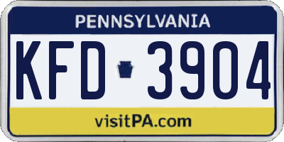 PA license plate KFD3904
