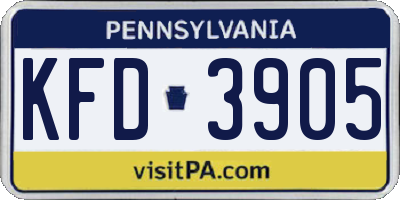 PA license plate KFD3905
