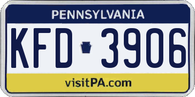 PA license plate KFD3906