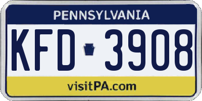 PA license plate KFD3908