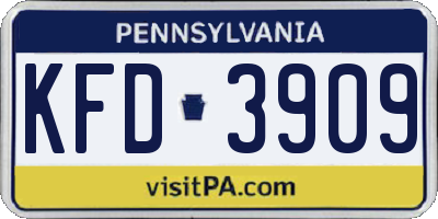 PA license plate KFD3909