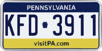 PA license plate KFD3911