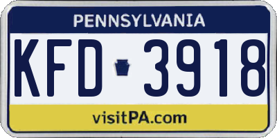 PA license plate KFD3918