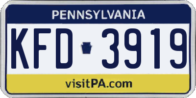 PA license plate KFD3919