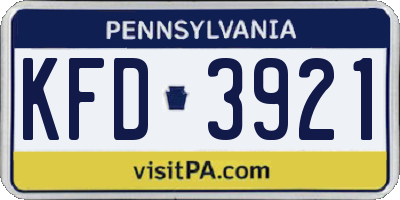 PA license plate KFD3921