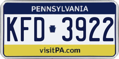 PA license plate KFD3922