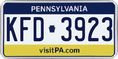 PA license plate KFD3923