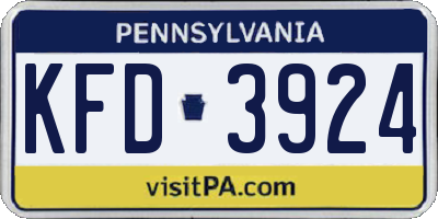 PA license plate KFD3924