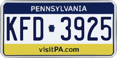 PA license plate KFD3925