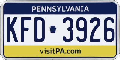 PA license plate KFD3926