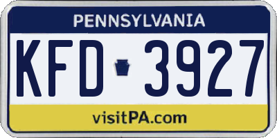 PA license plate KFD3927