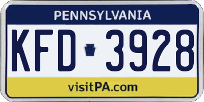PA license plate KFD3928