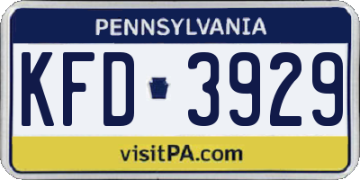 PA license plate KFD3929