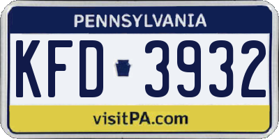 PA license plate KFD3932