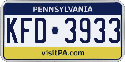PA license plate KFD3933