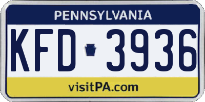 PA license plate KFD3936