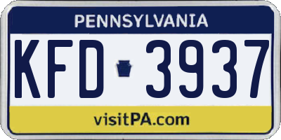 PA license plate KFD3937