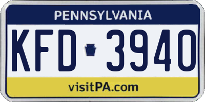 PA license plate KFD3940