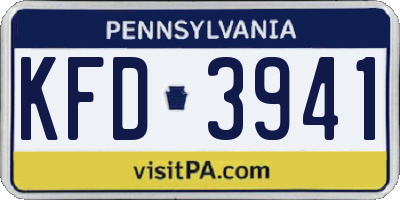 PA license plate KFD3941