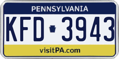 PA license plate KFD3943