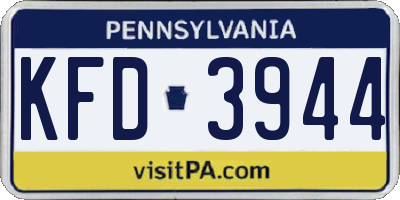 PA license plate KFD3944