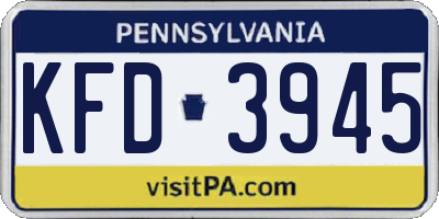 PA license plate KFD3945