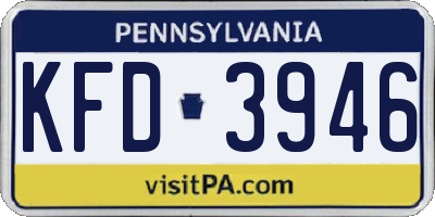 PA license plate KFD3946