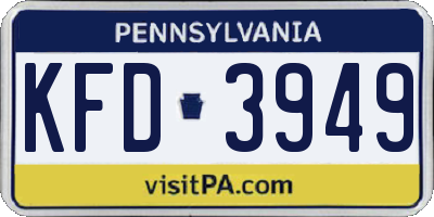 PA license plate KFD3949