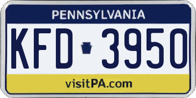 PA license plate KFD3950