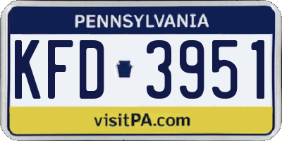 PA license plate KFD3951