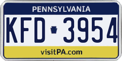 PA license plate KFD3954