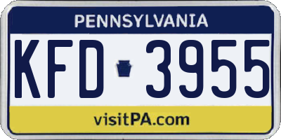 PA license plate KFD3955
