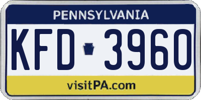 PA license plate KFD3960