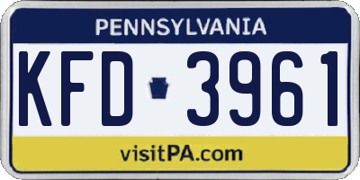 PA license plate KFD3961
