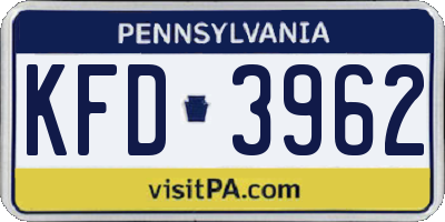 PA license plate KFD3962