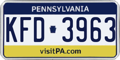 PA license plate KFD3963