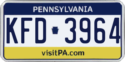 PA license plate KFD3964