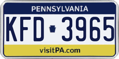 PA license plate KFD3965