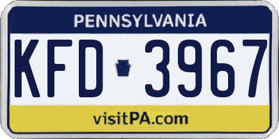 PA license plate KFD3967