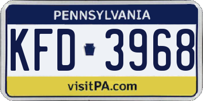 PA license plate KFD3968