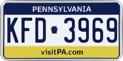 PA license plate KFD3969
