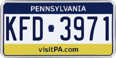 PA license plate KFD3971