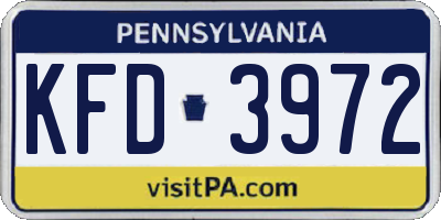 PA license plate KFD3972