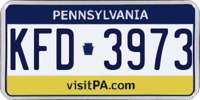 PA license plate KFD3973