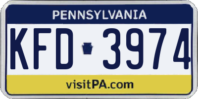 PA license plate KFD3974