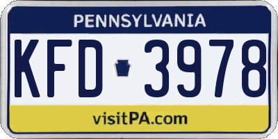 PA license plate KFD3978