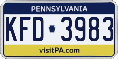 PA license plate KFD3983