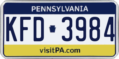 PA license plate KFD3984