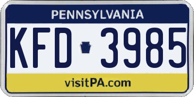 PA license plate KFD3985